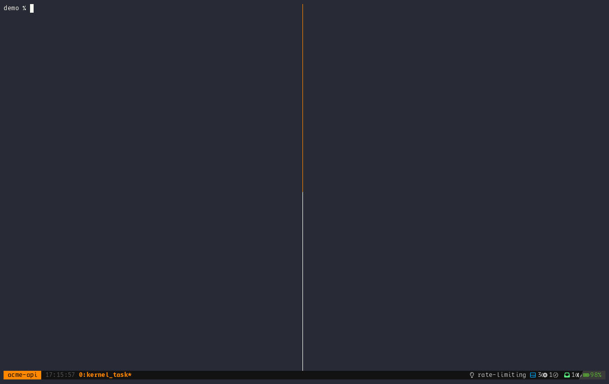 tmux-companion: the project picker, a new window, run and zen
